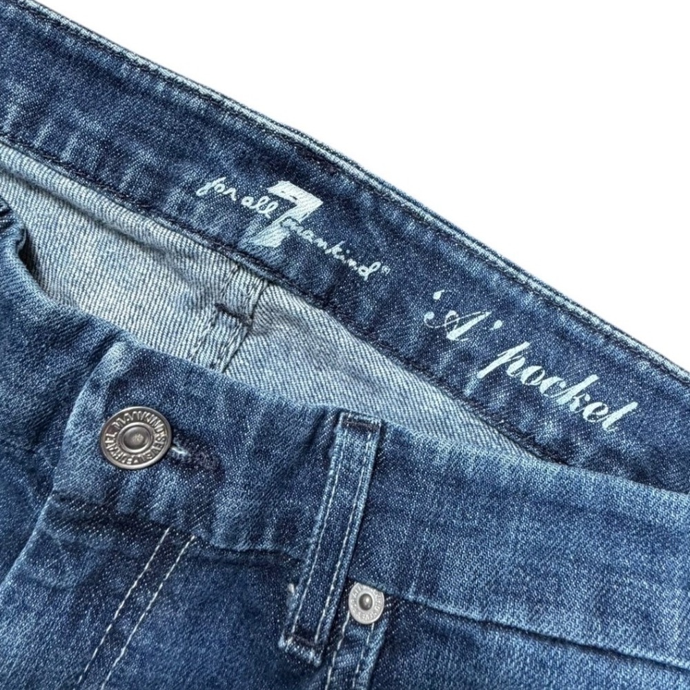 7 For All Mankind A Pocket Flare Jeans Dark Wash Low Rise Stretch Womens 32 - Picture 9 of 10